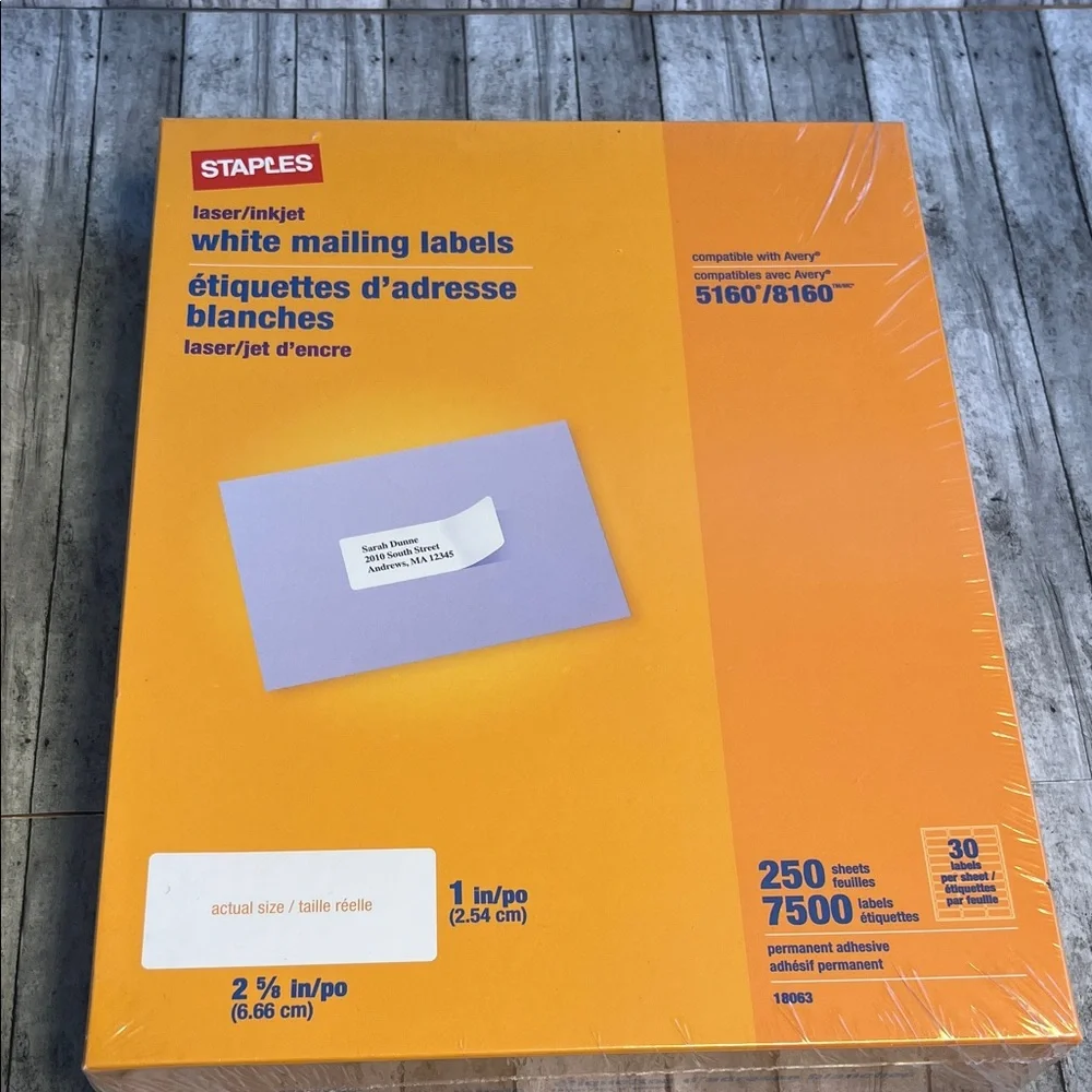 Staple Orange and White Mailing Labels